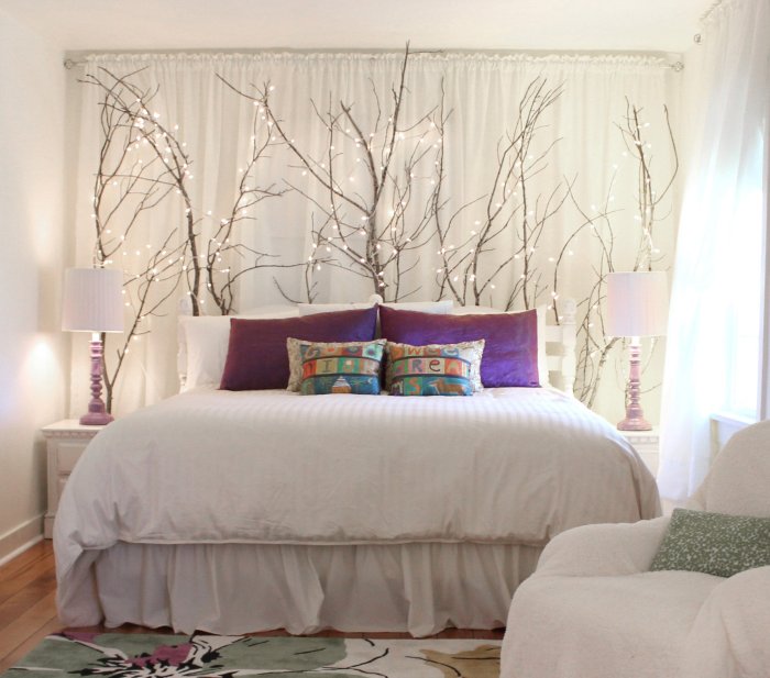 How to decorate a bedroom wall with fabric