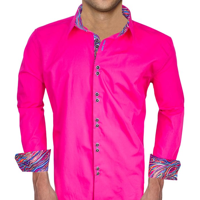 Fuchsia Dress Shirt Mens Stylish and Vibrant Attire for Men